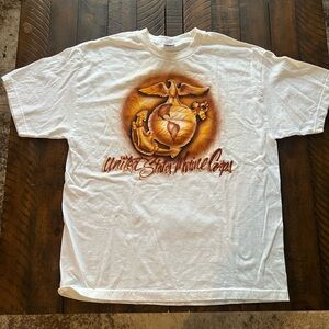 Vintage US Marines T Shirt Mens XL White Gold Retro Htf